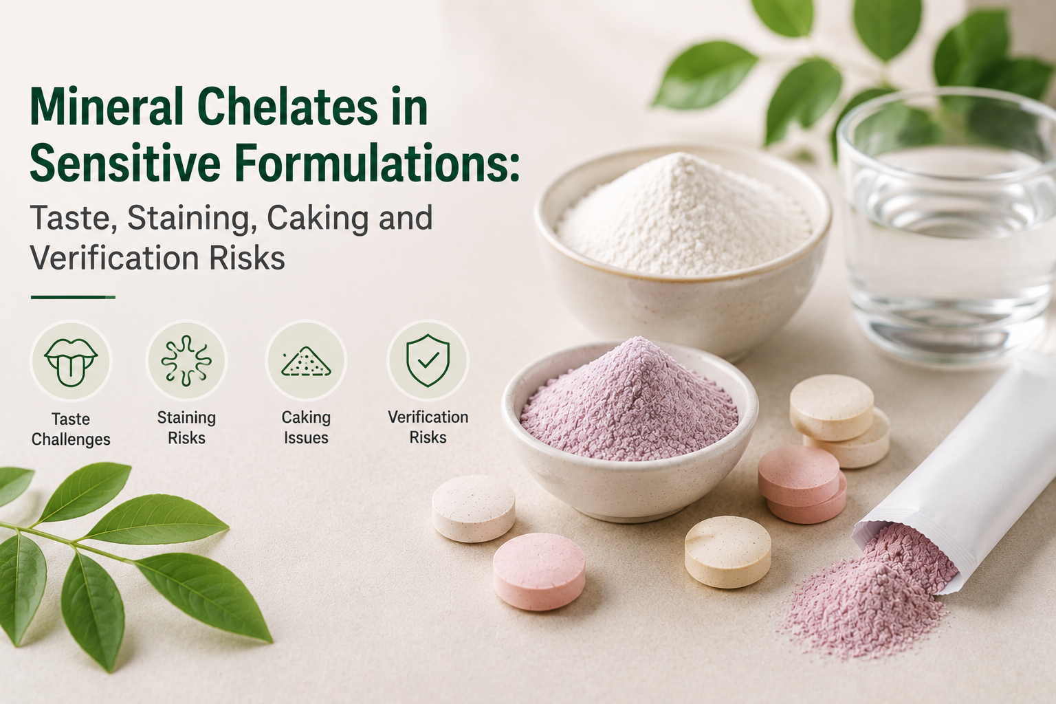 Mineral Chelates in Sensitive Formulations: Taste, Staining, Caking and Verification Risks